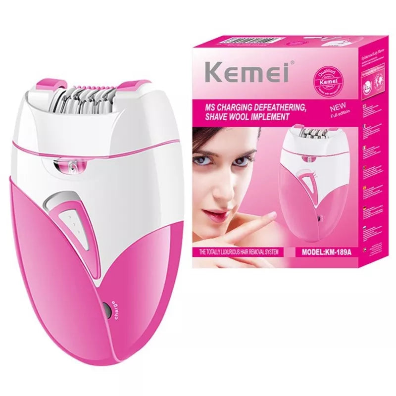 Original Kemei Electric Female Epilator: Facial to Full Body Hair Remover for Women - Rechargeable, Bikini, Underarms, Legs Hair Removal