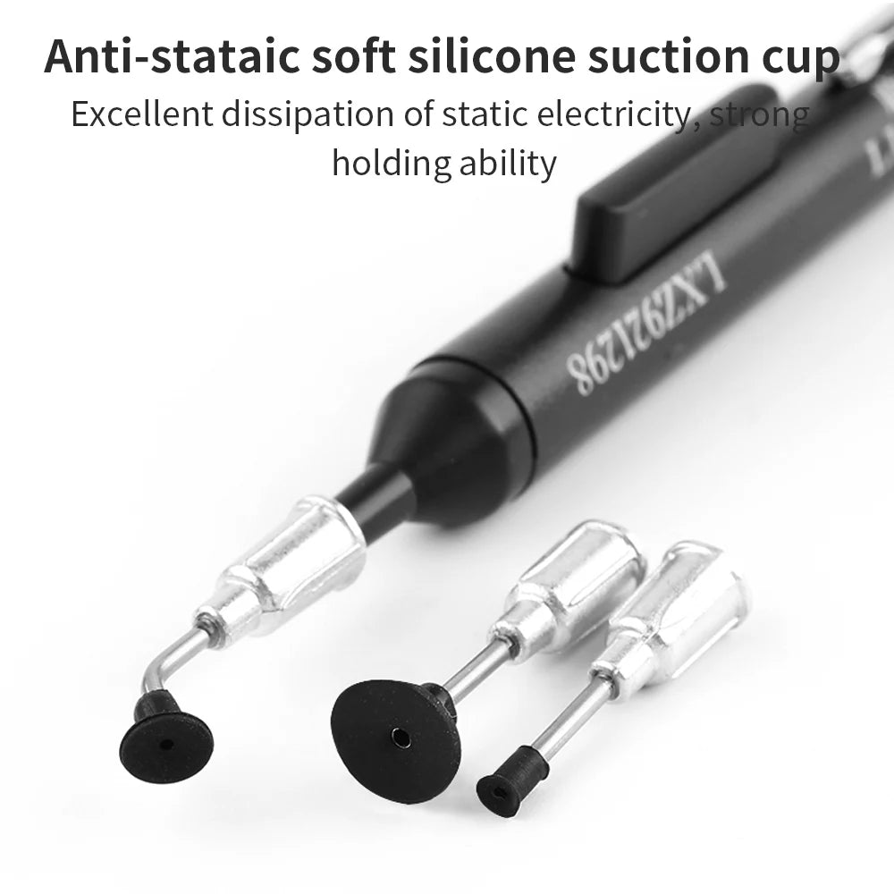 Vacuum Suction Pen Kit - LUXIANZI with 3 SMD Tweezers Pick Up Tool for ICs, Remover Pump Solder Desoldering Sucking Pens