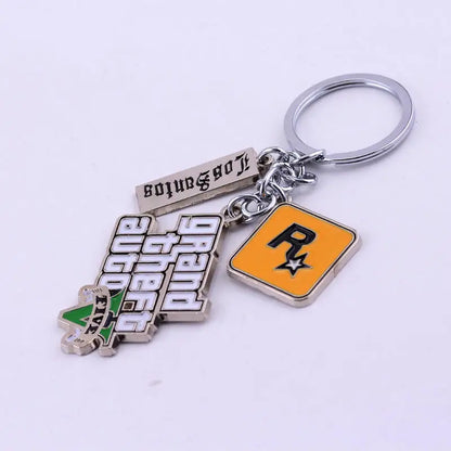 ZRM Grand Theft Auto 5 Keychain - Rockstar Letter Key Ring for Men, Car Accessory, Game Fan Buckle