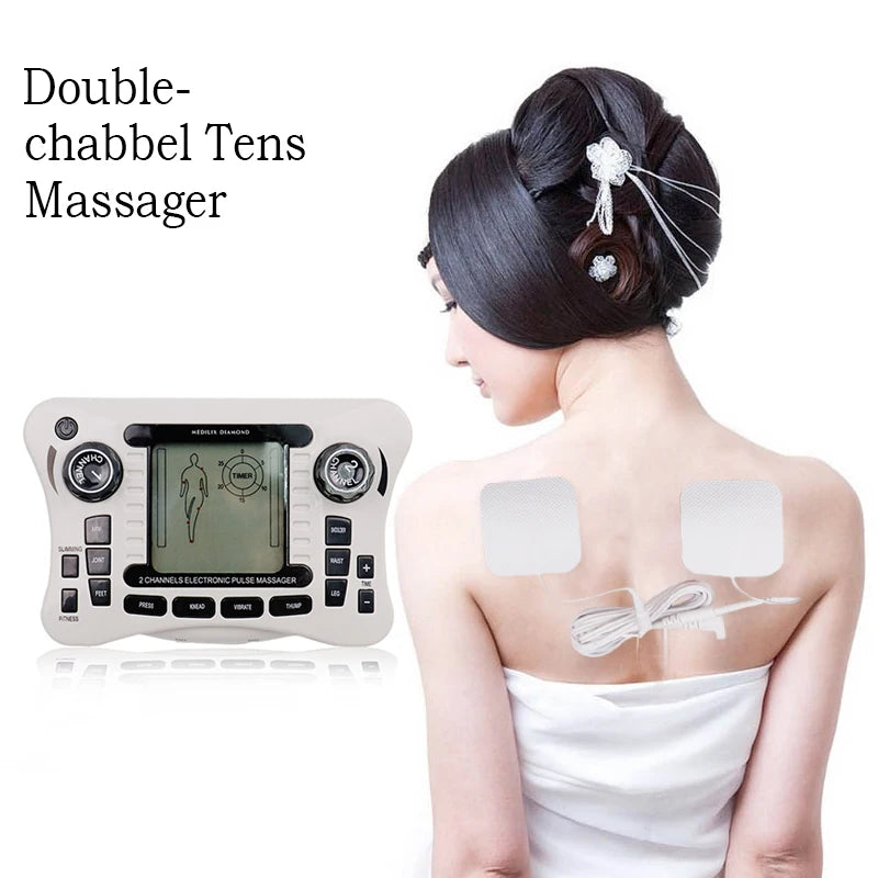 12 Modes Electrical TENS Pulse Massager: EMS Muscle Stimulator for Acupuncture & Physiotherapy - Digital Frequency Fat Burner Machine