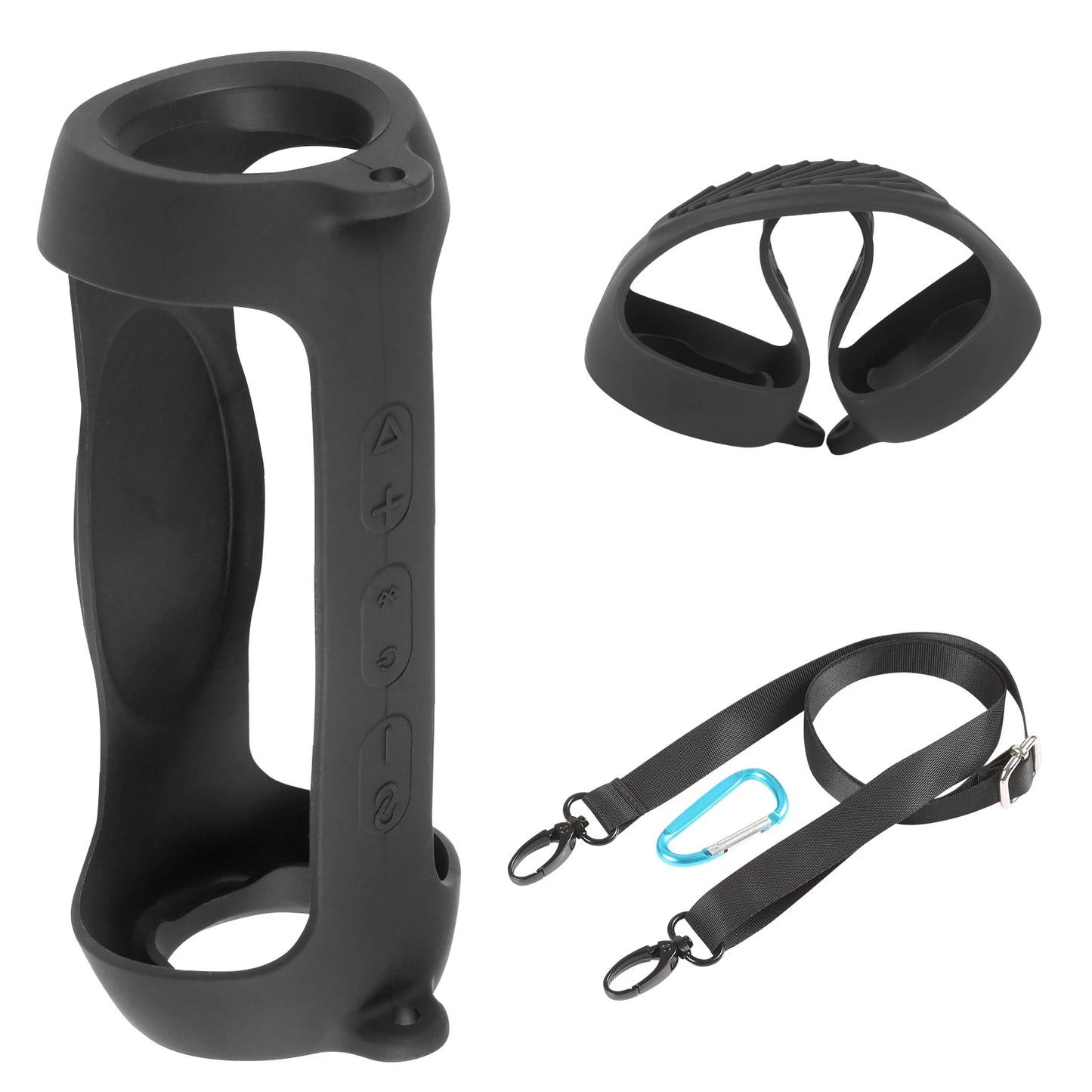 New Soft Silicone Bluetooth Speaker Case: With Strap Carabiner for JBL Charge 5 Wireless Speaker - Speaker Bag Included