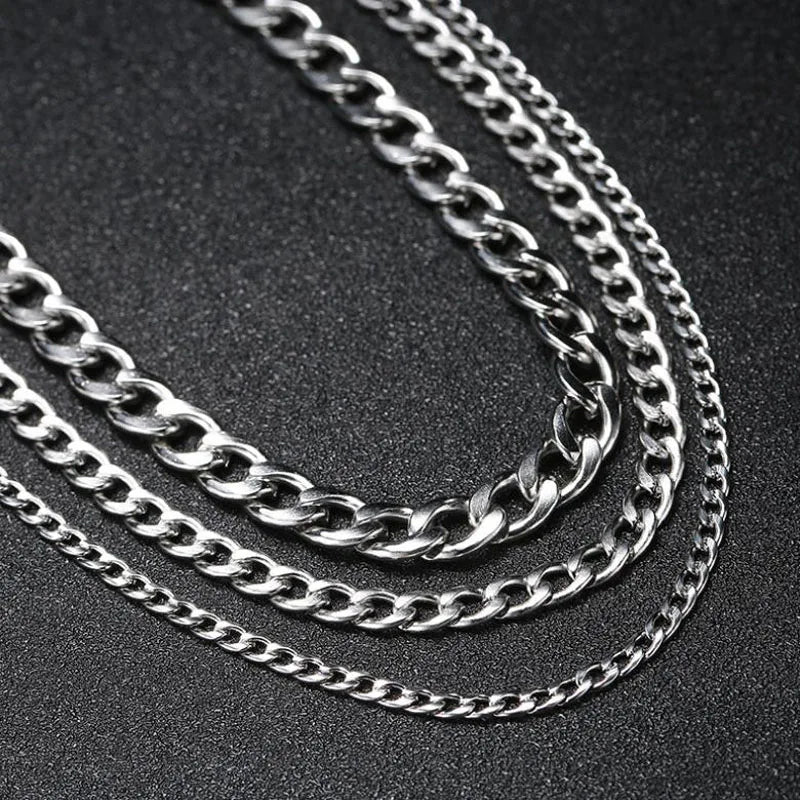 Stainless Steel Chain Necklace | Long Hip Hop Fashion Jewelry for Women & Men | Silver Color Choker | Gift Accessories