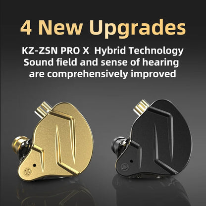 KZ ZSN Pro X Metal Earphones - 1BA+1DD Hybrid Technology HiFi In-Ear Monitor, Bass Earbuds with Noise Cancelling for Sports