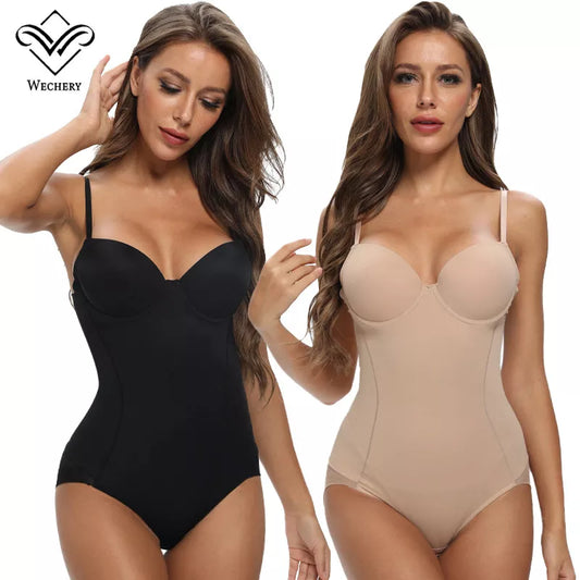 Sexy Black Shapewear Bodysuits: Slimming Body Shaper Lingerie with Trimmer Modeling Strap for Women