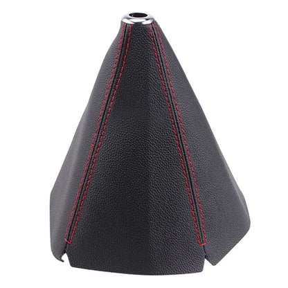 16mm Universal PU Leather Car Shift Collar - Carbon Fiber Automatic & Manual Shift Lever Knob with Boot Cover Leggings