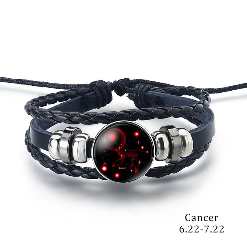 12 Zodiac Signs Constellation Bracelet - Multi-Layer Woven Leather, Trendy Accessories for Men & Women, Couple Bracelet