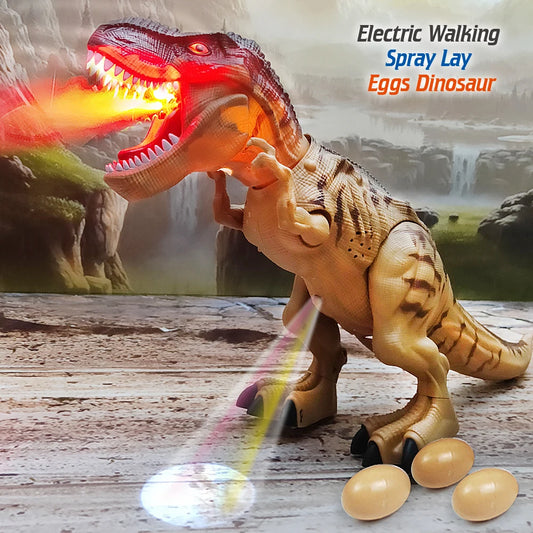 Large Electric Walking Dinosaur Toy – Spray, Lay Eggs, Light, and Sound Features | Mechanical Dinosaur Robot Model for Kids