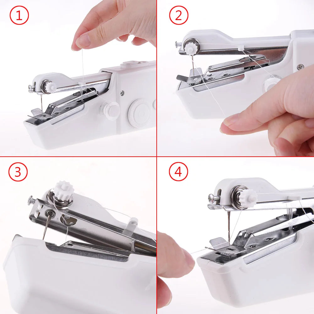 Portable Mini Sewing Machine - Cordless Hand-Held Needlework Tool for Clothes and Handwork - Handy Sewing Machine Accessories