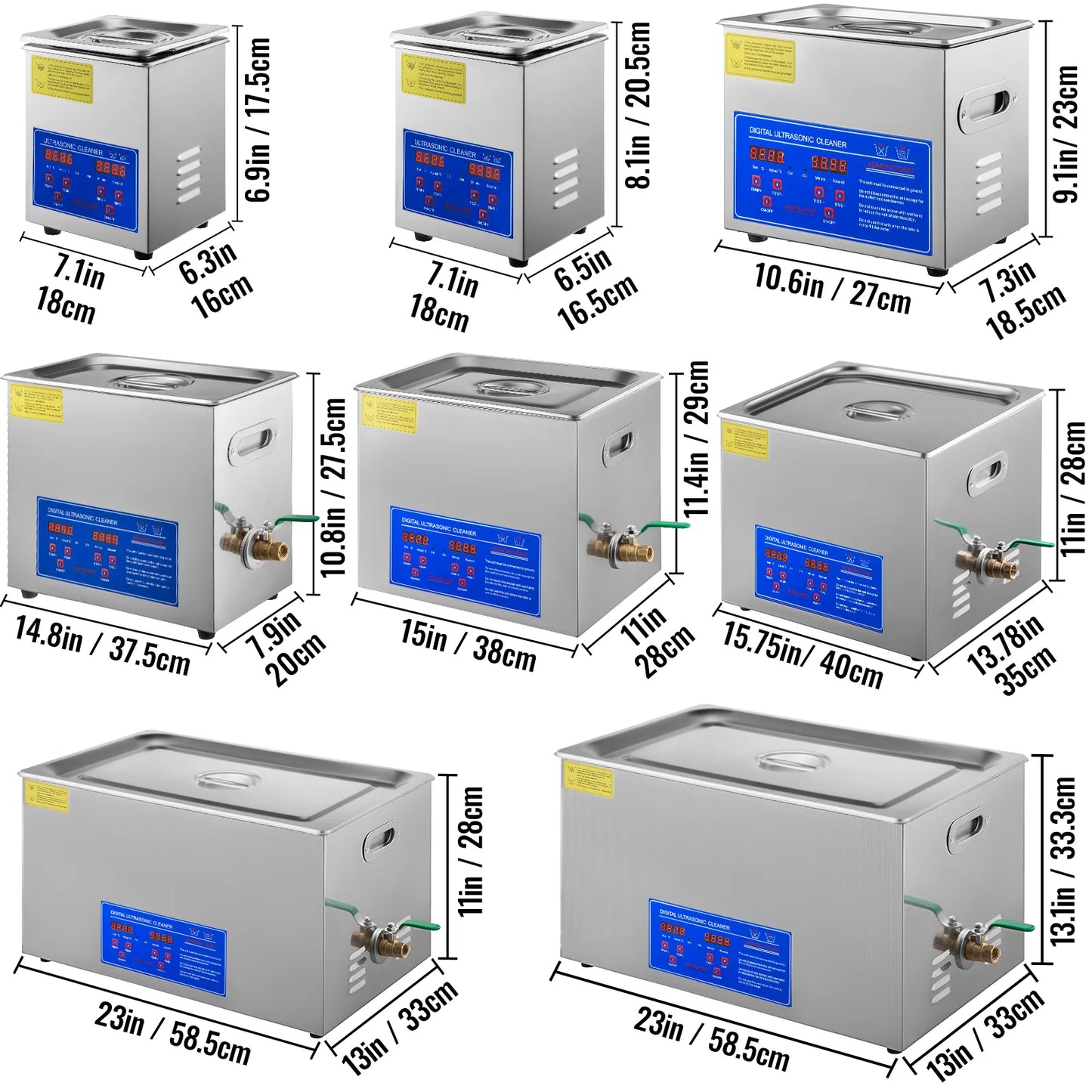 VEVOR Ultrasonic Cleaner - Portable Washing Machine for Home Appliances | Available in Various Capacities: 1.3L to 30L