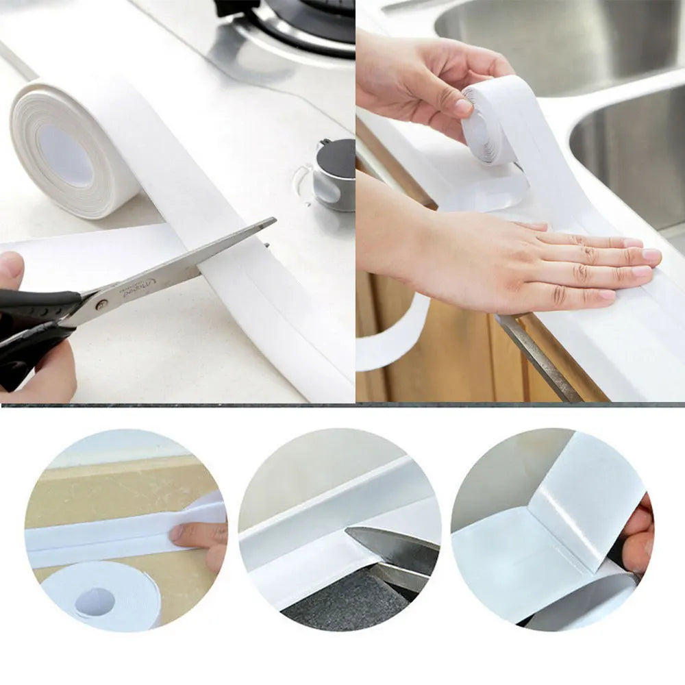 3.2m Waterproof Mould Proof Tape: Bathroom Kitchen Shower Sealing Strip - Self-Adhesive Sink Bath Waterproof Plaster, GYH Brand