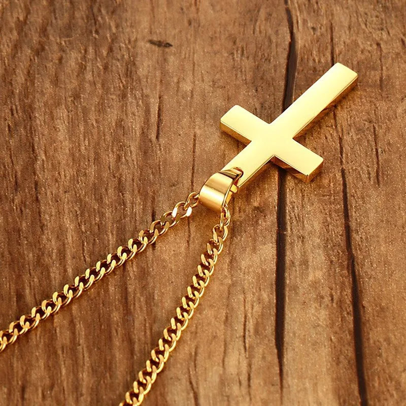 Christian Cross Pendant Necklace – New Fashion Metal Religious Amulet for Men – Party Jewelry Accessory