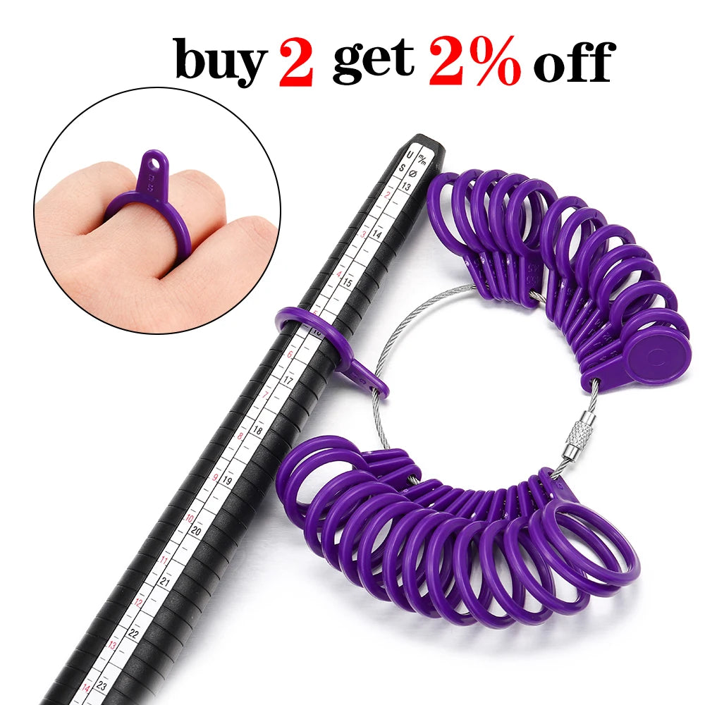 Professional Jewelry Tools - Ring Mandrel Stick & Finger Gauge Ring Sizer Set - Measure UK/US Sizes for DIY Jewelry Making