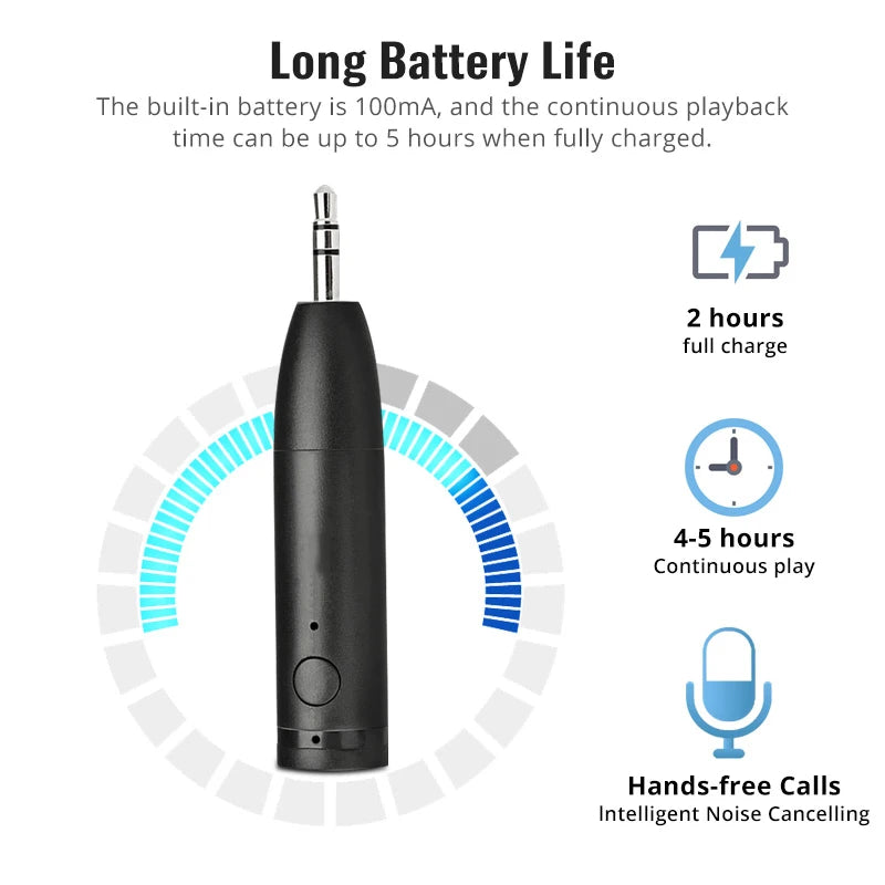 Wireless Bluetooth-compatible 5.0 Receiver - 3.5MM Jack Aux Handsfree Stereo Audio Adapter for Car, Headphone, Speaker