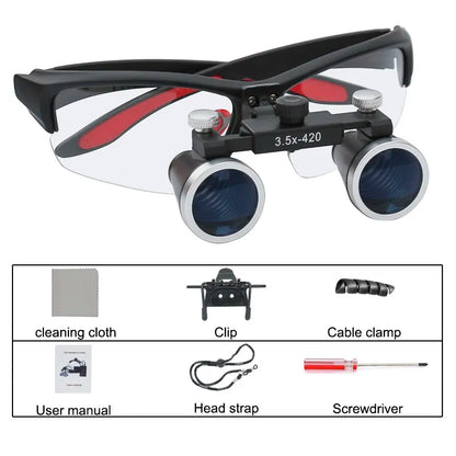 Dentistry Binocular Magnifier 2.5X 3.5X - Ultra-Lightweight Optical Loupes for Dental Surgery, Magnifying Glass 320-420mm