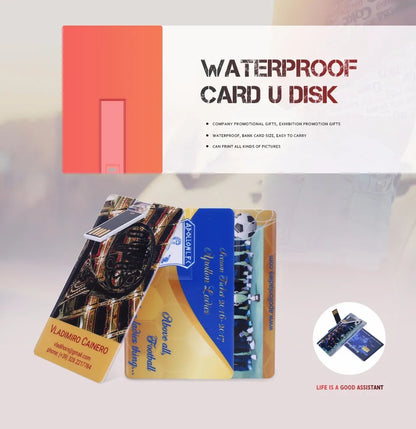 Custom Logo Credit Card USB Flash Drive - 4GB, 8GB, 16GB, 32GB, 100% Capacity, Creative Pendrive (10+ Free Logos)