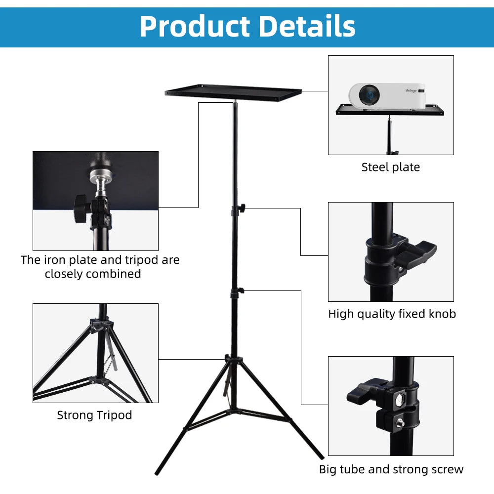 Travel Tripod Projector Bracket: Extendable Stand with Mount Ball Head for Laptop, DSLR Camera - Outdoor Accessories