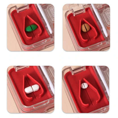 Pill Cutter Dispenser & Organizer | Travel Tablet Case with Invisible Storage | Grinding Splitter Medicine Cutter