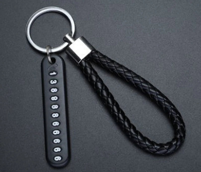 4-Color Anti-Lost Phone Number Keychain - Car Keyring with ID Plate for Men & Women, Auto Vehicle Accessory