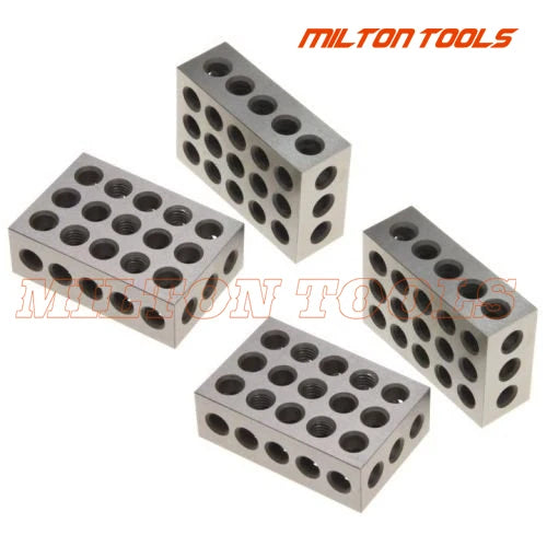 2pcs Hardened Steel 1-2-3" Blocks - Precision Machinist Milling Tools with 0.0001" Accuracy, 23-Hole Block Gauge Set