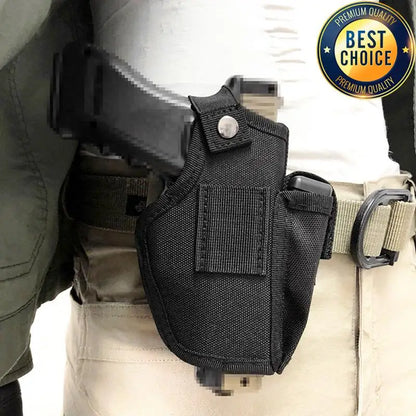 Tactical Pistol Hand Gun Holster - Molle Right/Left Interchangeable, Hunting Black Magazine Slot Holder Bag