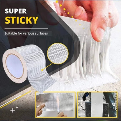 Leakproof Waterproof Tape - Aluminium Foil Adhesive Crack Repair for Roofs, Pipes, Walls - Anti-Leakage Leak Sticker Nano Tapes