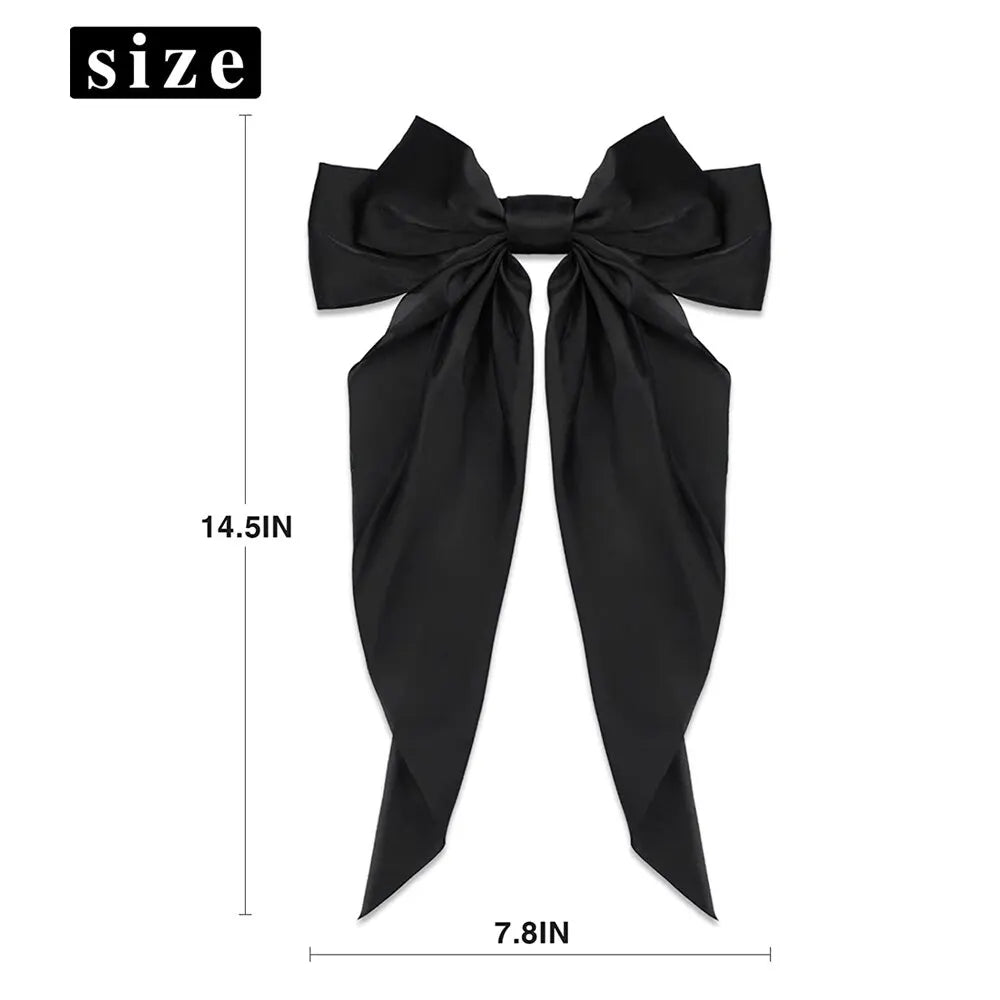 2Pcs/Set Elegant Bow Ribbon Hair Clip: Solid Bowknot Satin Hairpin Barrettes - Women's Fashion Ponytail Clip Hair Accessories