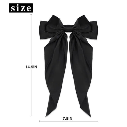 2Pcs/Set Elegant Bow Ribbon Hair Clip: Solid Bowknot Satin Hairpin Barrettes - Women's Fashion Ponytail Clip Hair Accessories