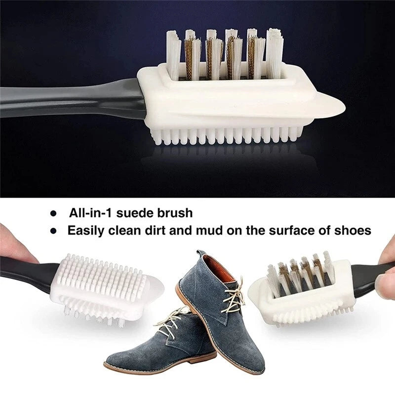 3 Side Cleaning Shoe Brush - S Shape Plastic Shoe Cleaner for Suede, Snow Boot, and Leather Shoes