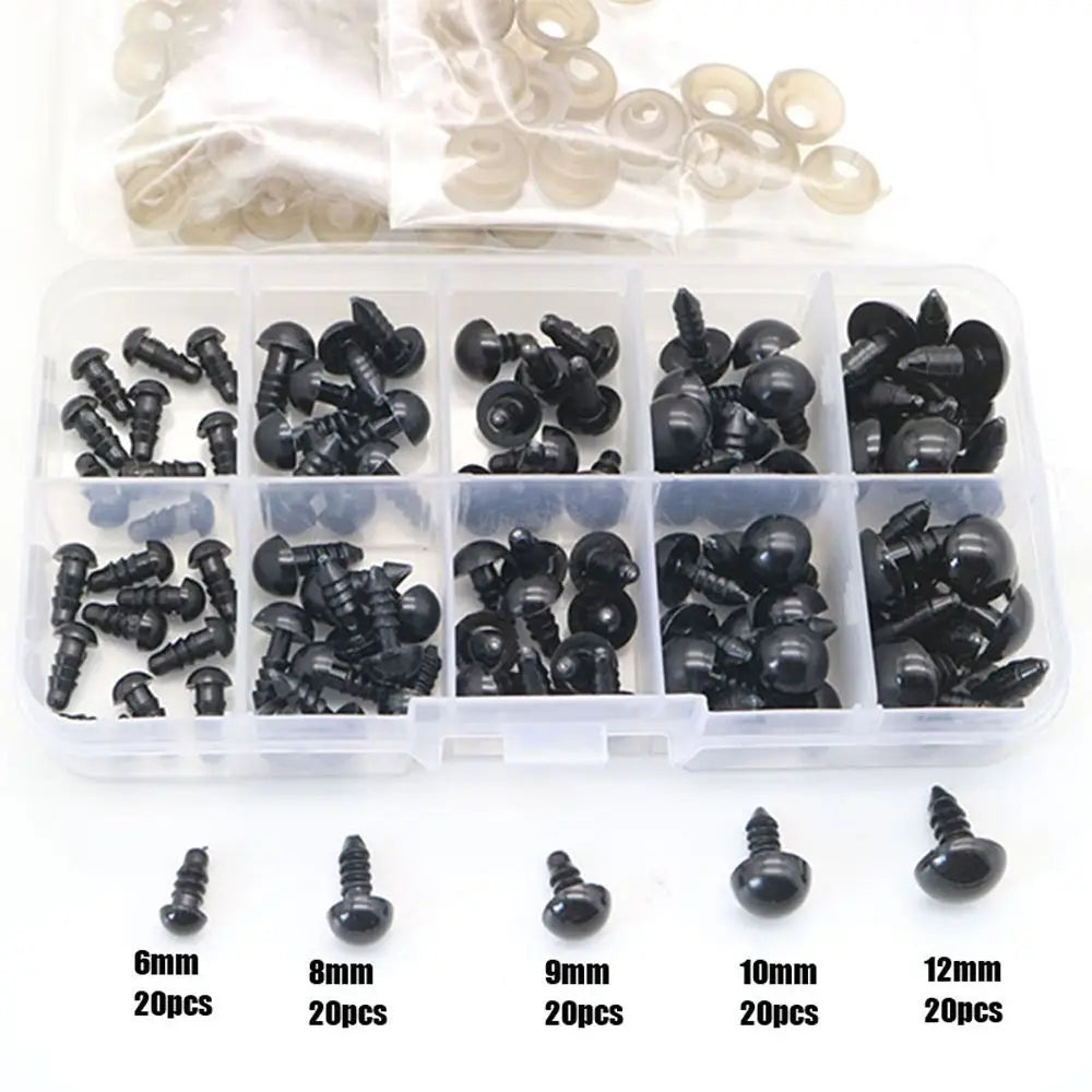 100pcs 10mm Black Plush Safety Eyes for DIY Toys - Eyeball Doll Accessories for Amigurumi - Funny Animal Toy Eyes in Various Sizes (6mm, 8mm, 12mm)