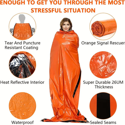 Portable Waterproof Emergency Survival Sleeping Bag – Outdoor EDC Camping Gear, Thermal Sack, First Aid Rescue Kit, Mylar Blanket