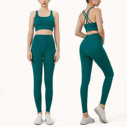 2024 Women's 2 Piece Yoga Tracksuit - Quick Dry Breathable Fitness Set with Sports Bra and Leggings