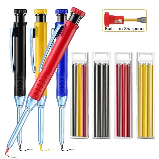 2.8mm Solid Carpenter Mechanical Pencil - Includes Sharpener for Woodworking and Construction - Long Head Stationery Supply