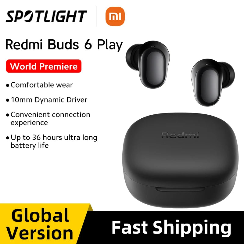 Xiaomi Redmi Buds 6 Play - World Premiere TWS Earbuds with 10mm Dynamic Driver, AI Noise Cancellation, Bluetooth 5.4