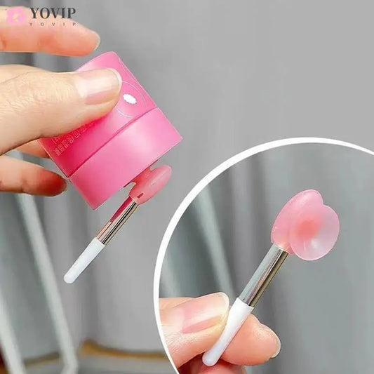 Silicone Lip Balm Brush with Sucker Dust Cover: Cosmetic Makeup Tool for Lip Masks, Lipstick Application - Includes Storage Box - 1 Piece