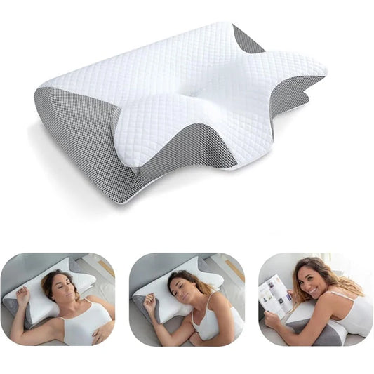 1pc Memory Foam Cervical Pillow - 2-in-1 Ergonomic Contour Orthopedic Neck Pillow for Pain Relief and Support