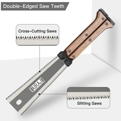 AIRAJ Folding Saw - SK5 Steel Pocket Garden Saw | Japanese Flush Cut Trim Saw for Woodworking