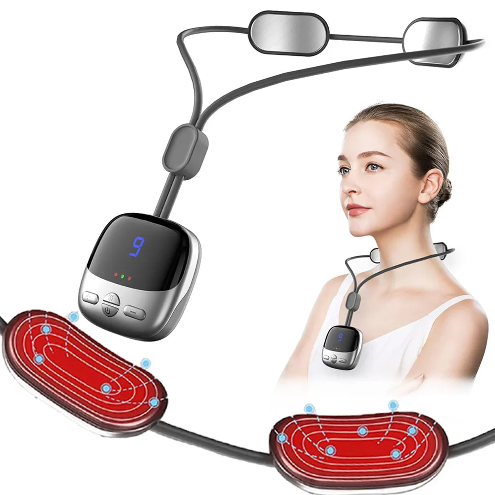 Portable Smart Hanging Neck Massager with EMS Muscle Stimulation and Hot Compress - Ultimate Relaxation for Neck and Cervical Spine