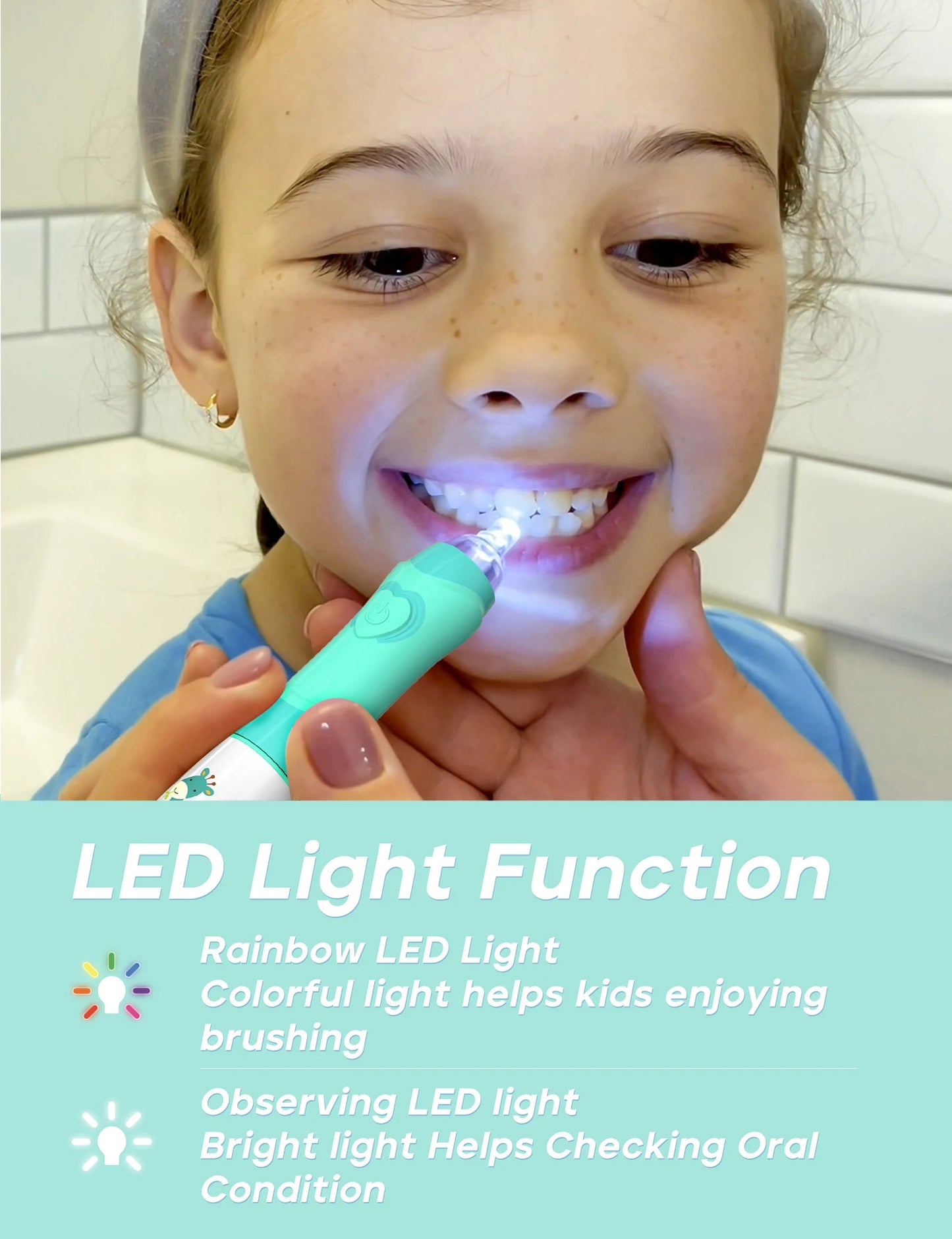 SEAGO SG977: Sonic Electric Kids Toothbrush with Colorful LED - Battery Operated, Waterproof, Soft Bristles