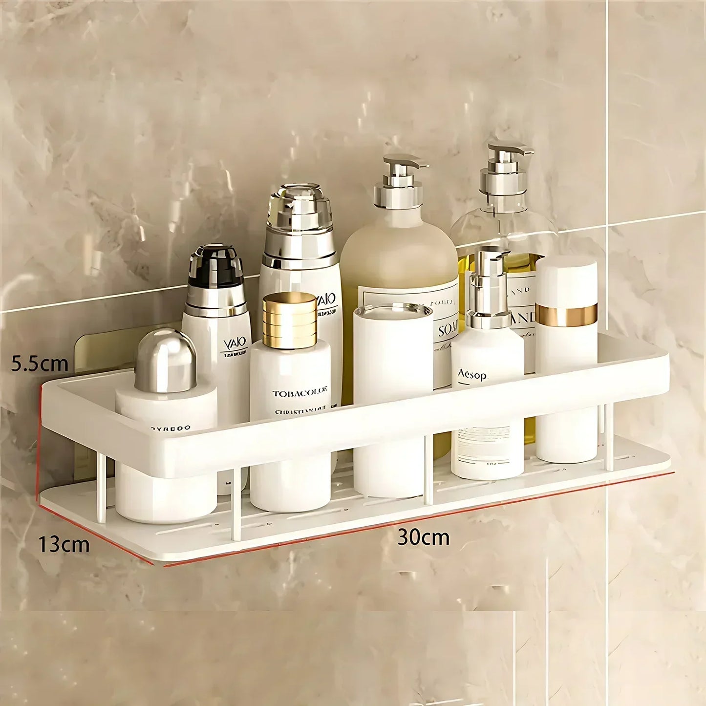 Aluminum Alloy Bathroom Shelf - No-Drill Kitchen and Shower Storage Organizer for Shampoo and Accessories