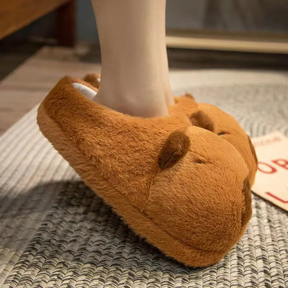 Cute Cartoon Capybara Cotton Slippers - Soft, Non-Slip, Warm Plush Indoor Shoes for Couples