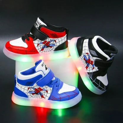 Disney LED Light Shoes for Children – Aoger Spiderman Boys' & Girls' Sneakers, Cartoon Casual & Breathable Kids' Sport Shoes