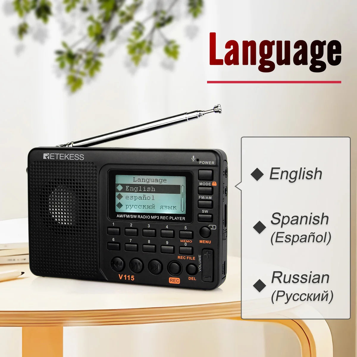 Portable Rechargeable Radio FM/AM/SW - All Full Waves Shortwave Radio with USB Recorder and Speaker, Ideal for Kids and Seniors