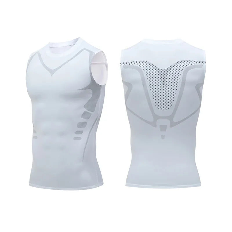 Men's Ionic Shaping Vest - Ice-Silk Slimming Body Shaper, Compression Tank Top with Tummy Control, Quick-Dry Fitness Shirt