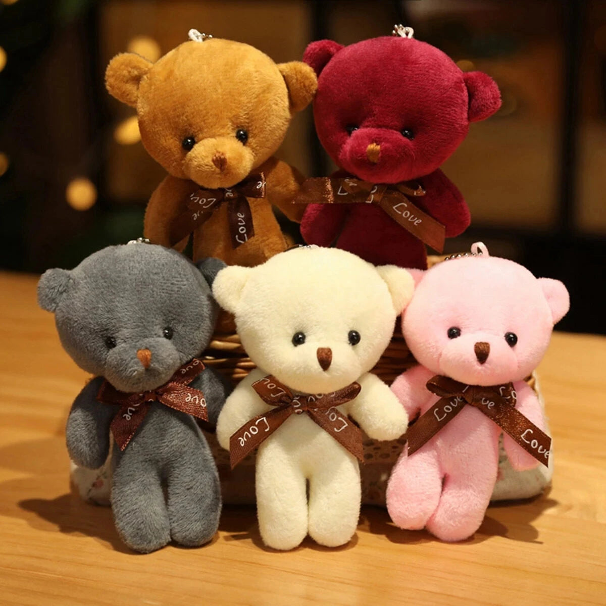 50pcs Mini Bear Plush Keychains - Stuffed Toy Lot, Doll Bag Pendants, Ideal for Wedding Decorations and Kids Birthday Party Gifts