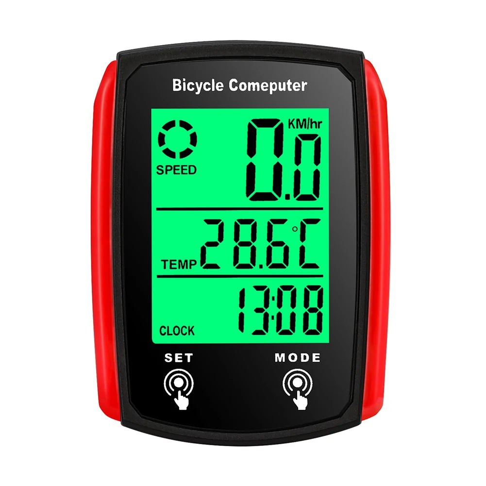 Wired Bicycle Speedometer LCD Computer | Odometer English Waterproof Bike Accessories | Backlit Display for Day/Night Cycling