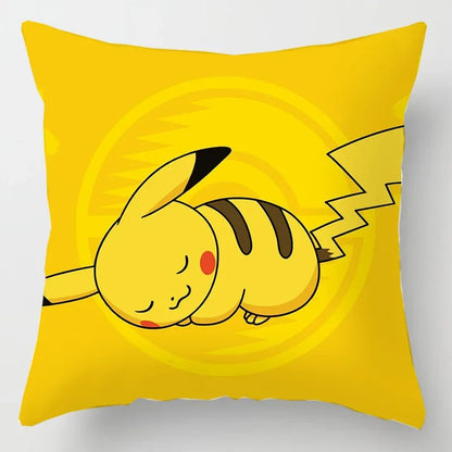 Anime Pokemon Pikachu and Charizard Pillow Cover - 45x45cm Cartoon Squirtle Action Figure Square Case for Home Sofa Decor, Toy Gift