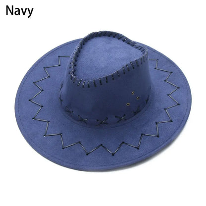 Unisex Suede Cowboy Fedora Hat - Fashionable Wide Brim Jazz Hat, Western Style Felt Panama Cap for Dress and Casual Wear