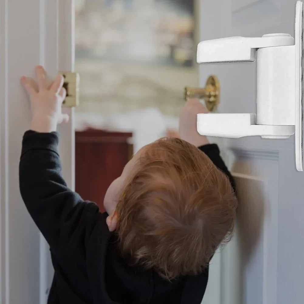 Universal Child Safety Door Lever Lock | Rotation-Proof Adhesive Security Latch | Professional Baby Proofing Solution