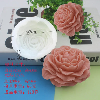 Large Peony Flower Silicone Candle Mold - DIY Handmade 3D Rose Candle, Soap, Plaster, Resin Cake Baking Tool for Home Decoration Gift