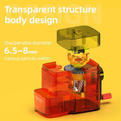 Deli Automatic Transparent Pencil Sharpener – Mechanical Pencil Sharpener for Students, Efficient Pencil Cutting Stationery